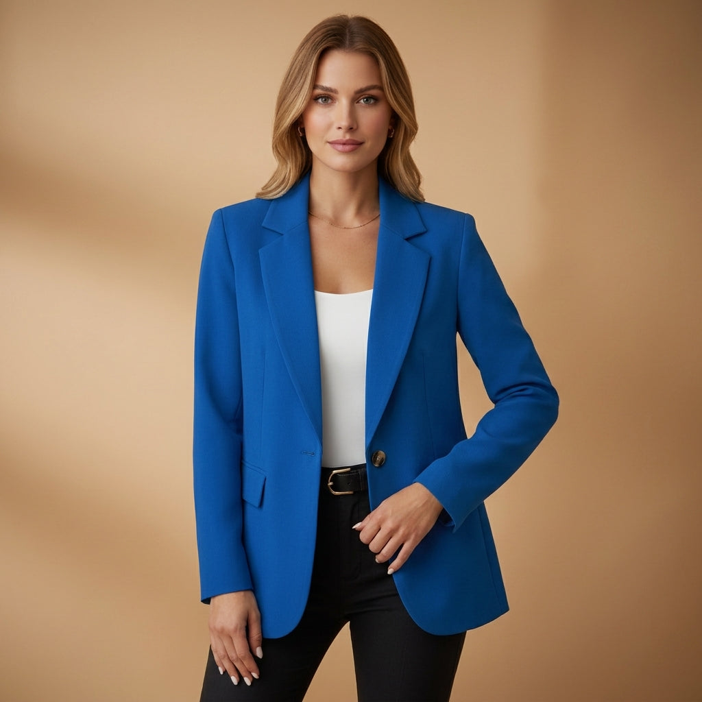 Women's Cotton Blend Tailored Blazer Notched Lapel – Marlowe