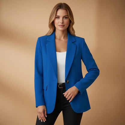 Women's Cotton Blend Tailored Blazer Notched Lapel – Marlowe