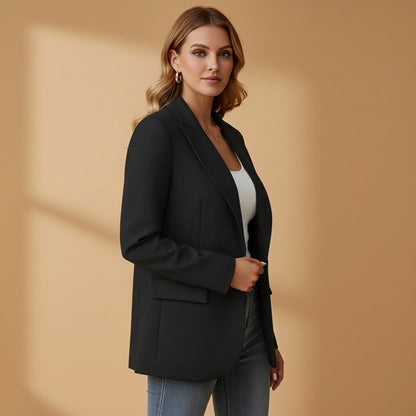 Women's Cotton Blend Tailored Blazer Notched Lapel – Marlowe