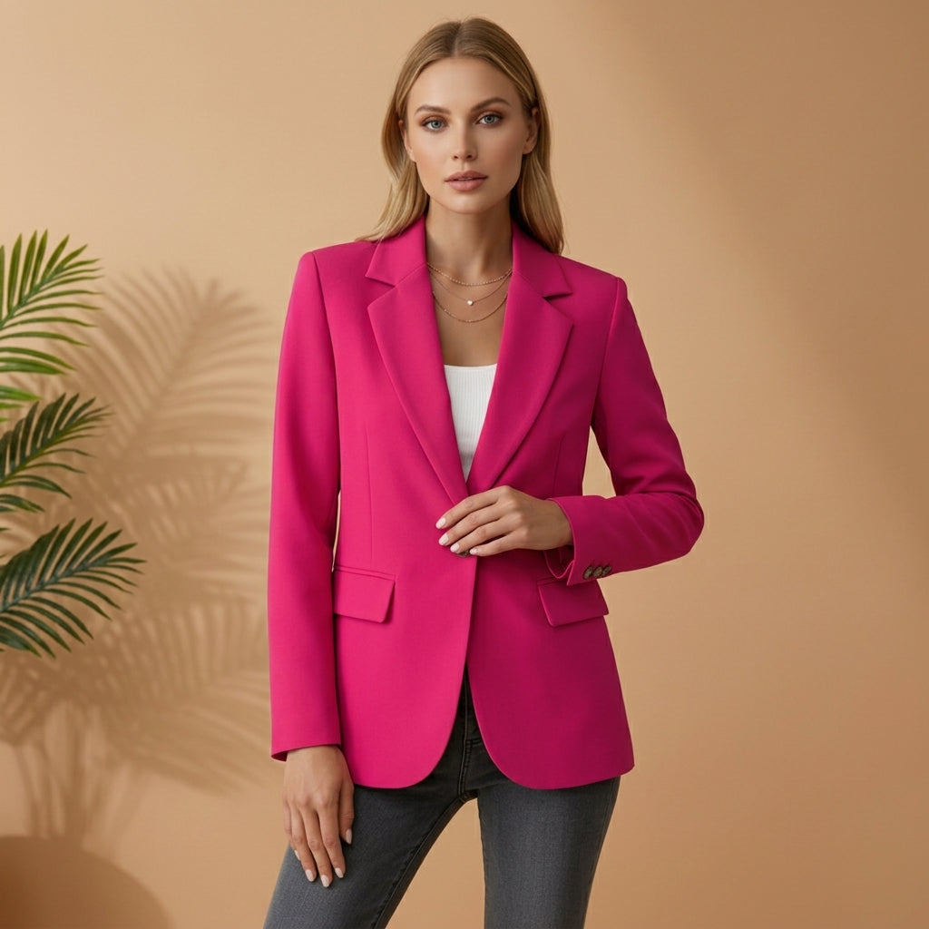 Women's Cotton Blend Tailored Blazer Notched Lapel – Marlowe