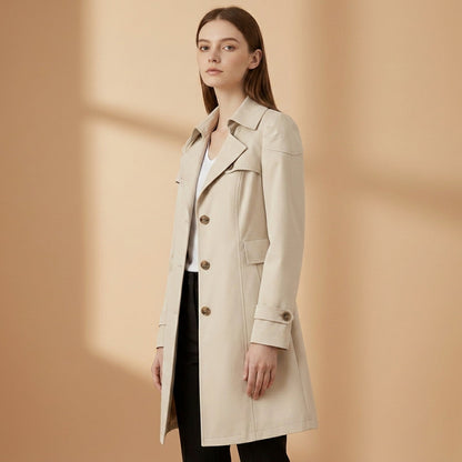 Women's Cotton Blend Trench Coat Structured Collar Classic Silhouette – Marlowe