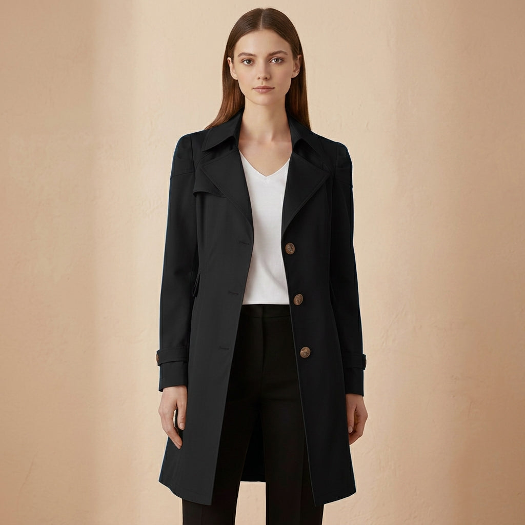 Women's Cotton Blend Trench Coat Structured Collar Classic Silhouette – Marlowe