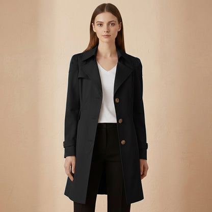 Women's Cotton Blend Trench Coat Structured Collar Classic Silhouette – Marlowe