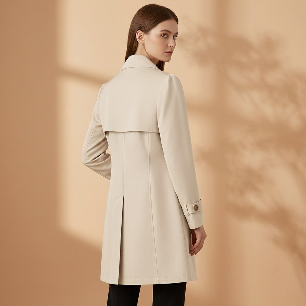 Women's Cotton Blend Trench Coat Structured Collar Classic Silhouette – Marlowe