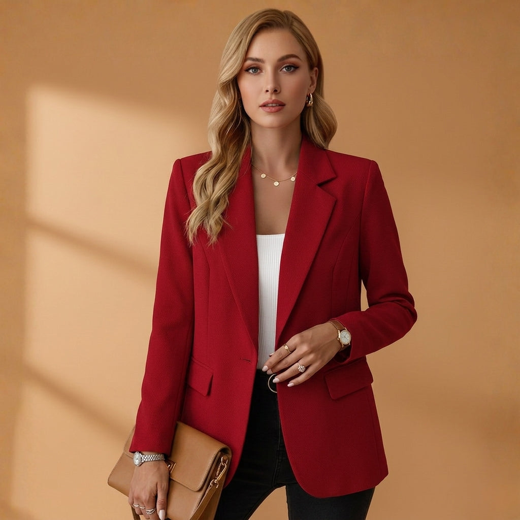 Women's Cotton Blend Tailored Blazer Notched Lapel – Marlowe