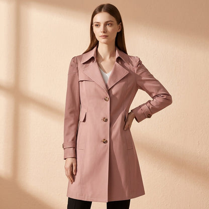 Women's Cotton Blend Trench Coat Structured Collar Classic Silhouette – Marlowe