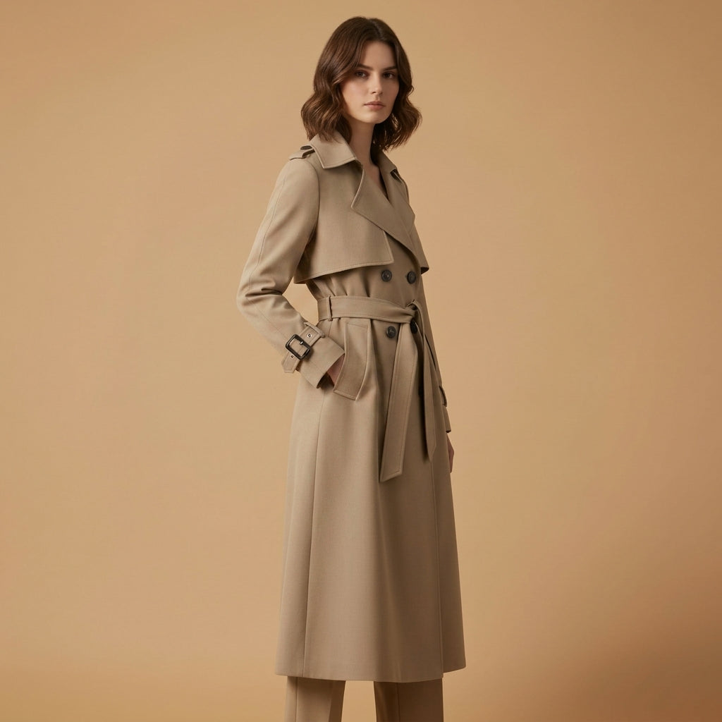 Women's Cotton Blend Belted Trench Coat – Elara
