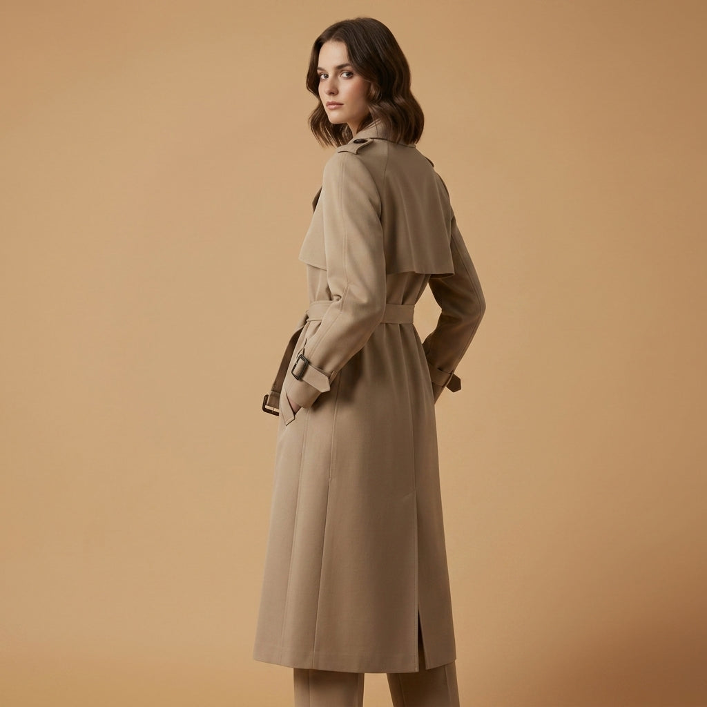 Women's Cotton Blend Belted Trench Coat – Elara