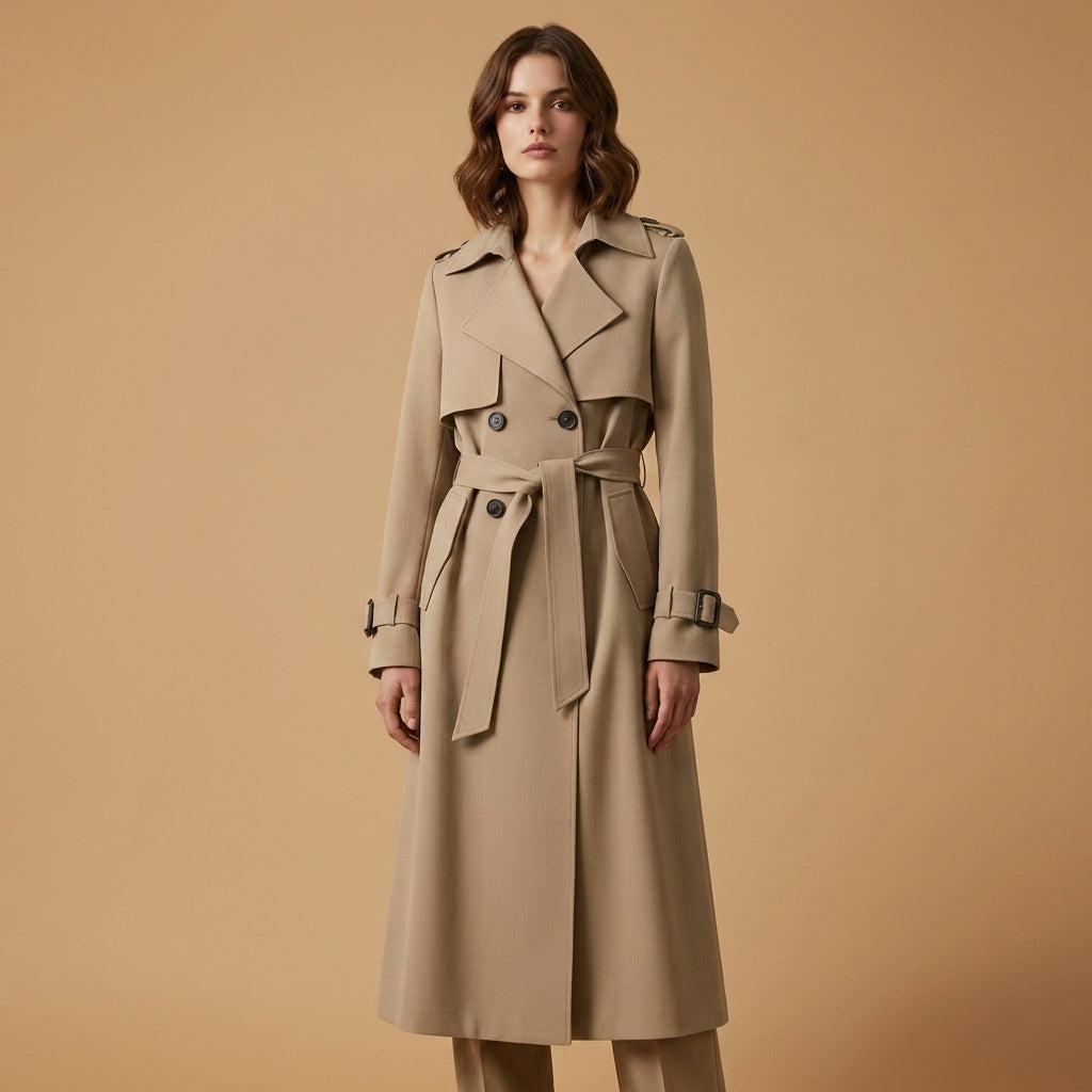 Women's Cotton Blend Belted Trench Coat – Elara