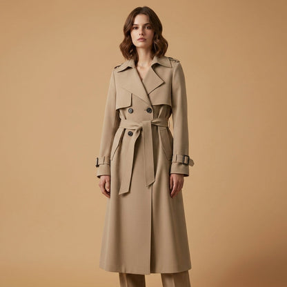 Women's Cotton Blend Belted Trench Coat – Elara