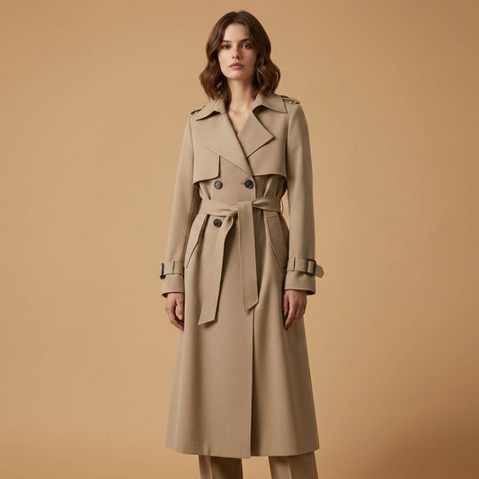Women's Cotton Blend Belted Trench Coat – Elara