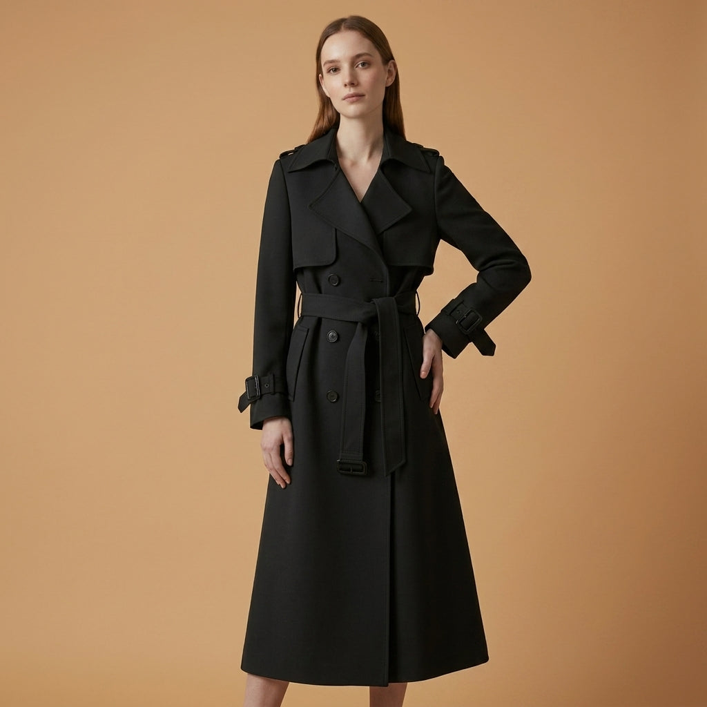 Women's Cotton Blend Belted Trench Coat – Elara