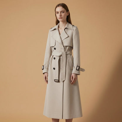 Women's Cotton Blend Belted Trench Coat – Elara