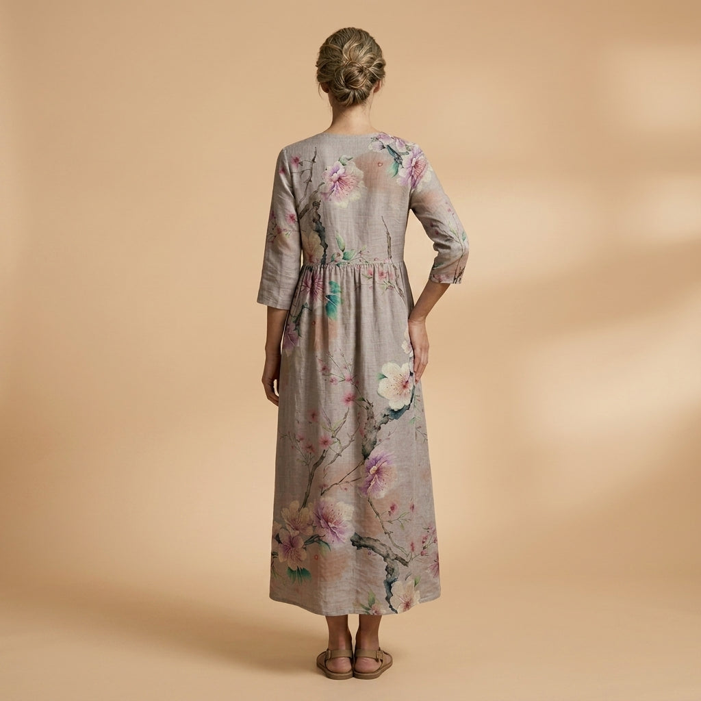 Floral V-Neck Cotton Blend Dress for Women – Marielle