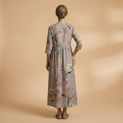 Floral V-Neck Cotton Blend Dress for Women – Marielle