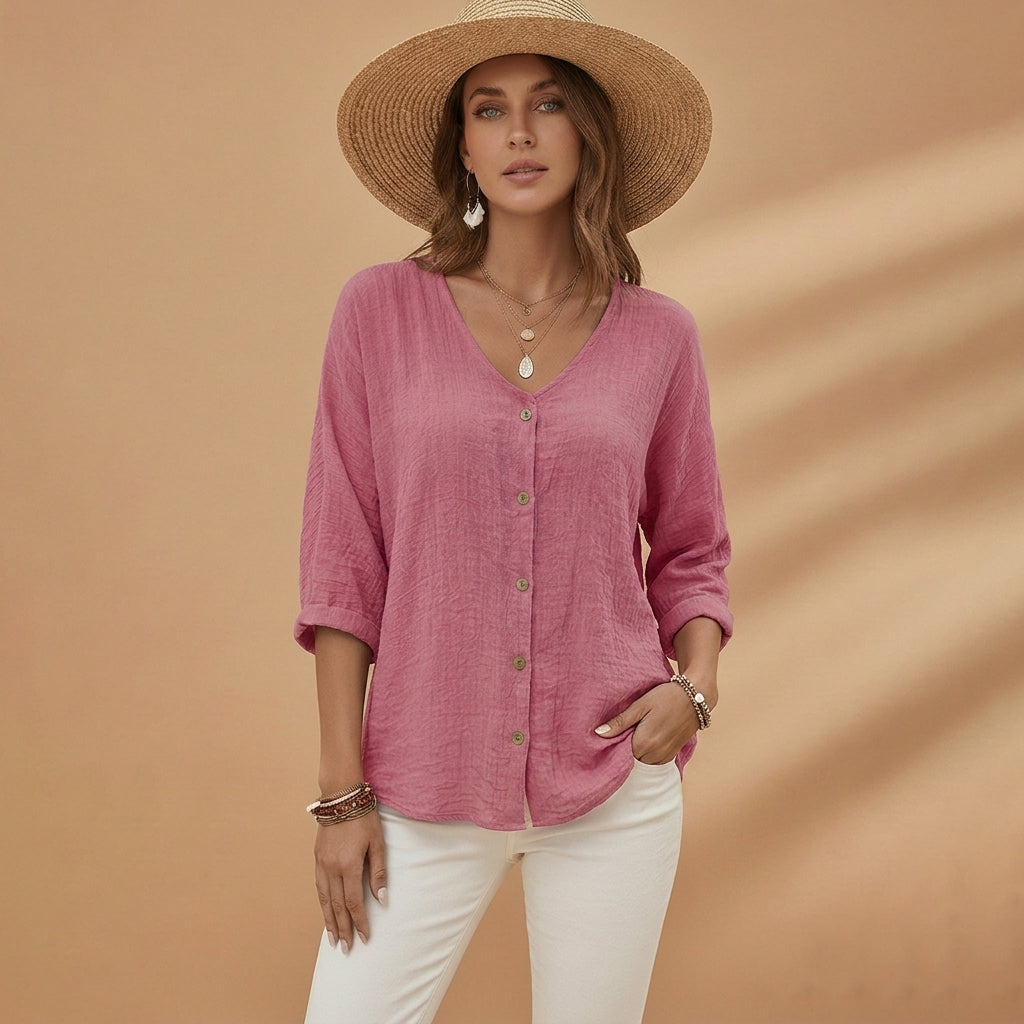 V-Neck T-Shirt Cotton Blend Soft Breathable Fit – Marlowe