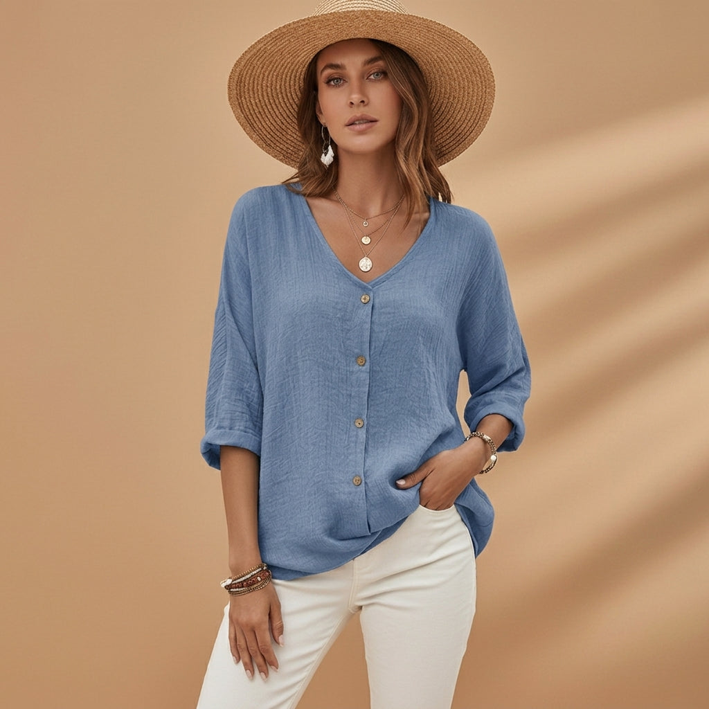 V-Neck T-Shirt Cotton Blend Soft Breathable Fit – Marlowe