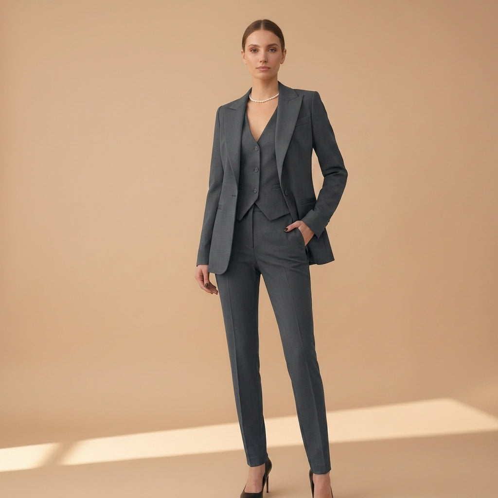 Men's Three-Piece Polyester Blend Suit Tailored Fit – Lucian