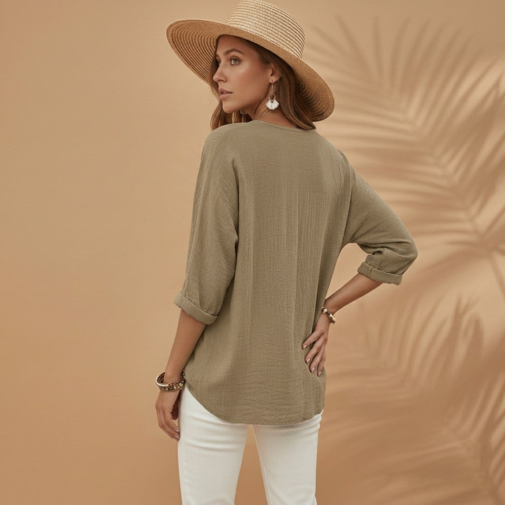 V-Neck T-Shirt Cotton Blend Soft Breathable Fit – Marlowe