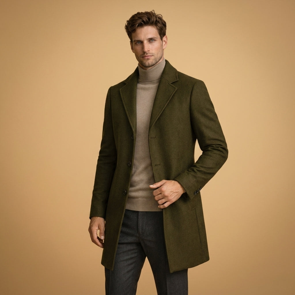 Wool Blend Tailored Overcoat Longline Button Front – Alessia