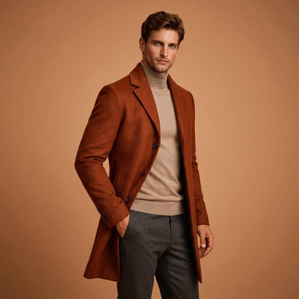 Wool Blend Tailored Overcoat Longline Button Front – Alessia