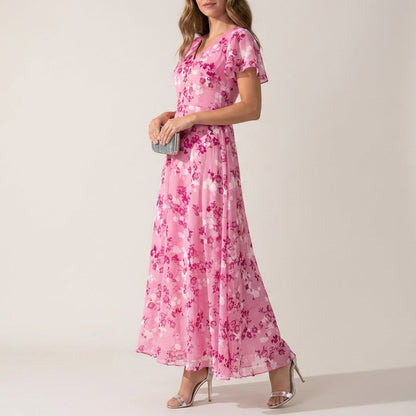 Women's Floral Midi Dress Cotton Blend Elegant Style – Lucia