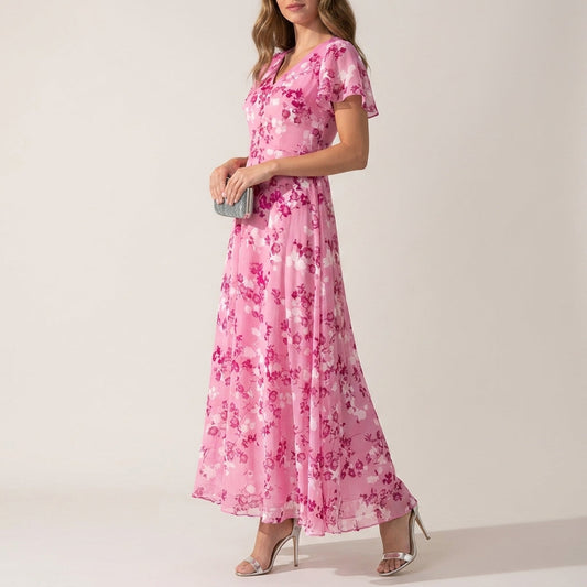 Women's Floral Midi Dress Cotton Blend Elegant Style – Lucia