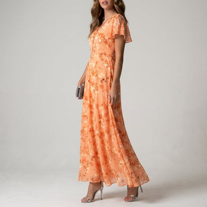 Women's Floral Midi Dress Cotton Blend Elegant Style – Lucia