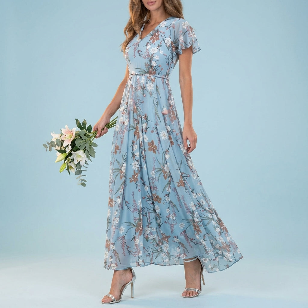 Women's Floral Midi Dress Cotton Blend Elegant Style – Lucia