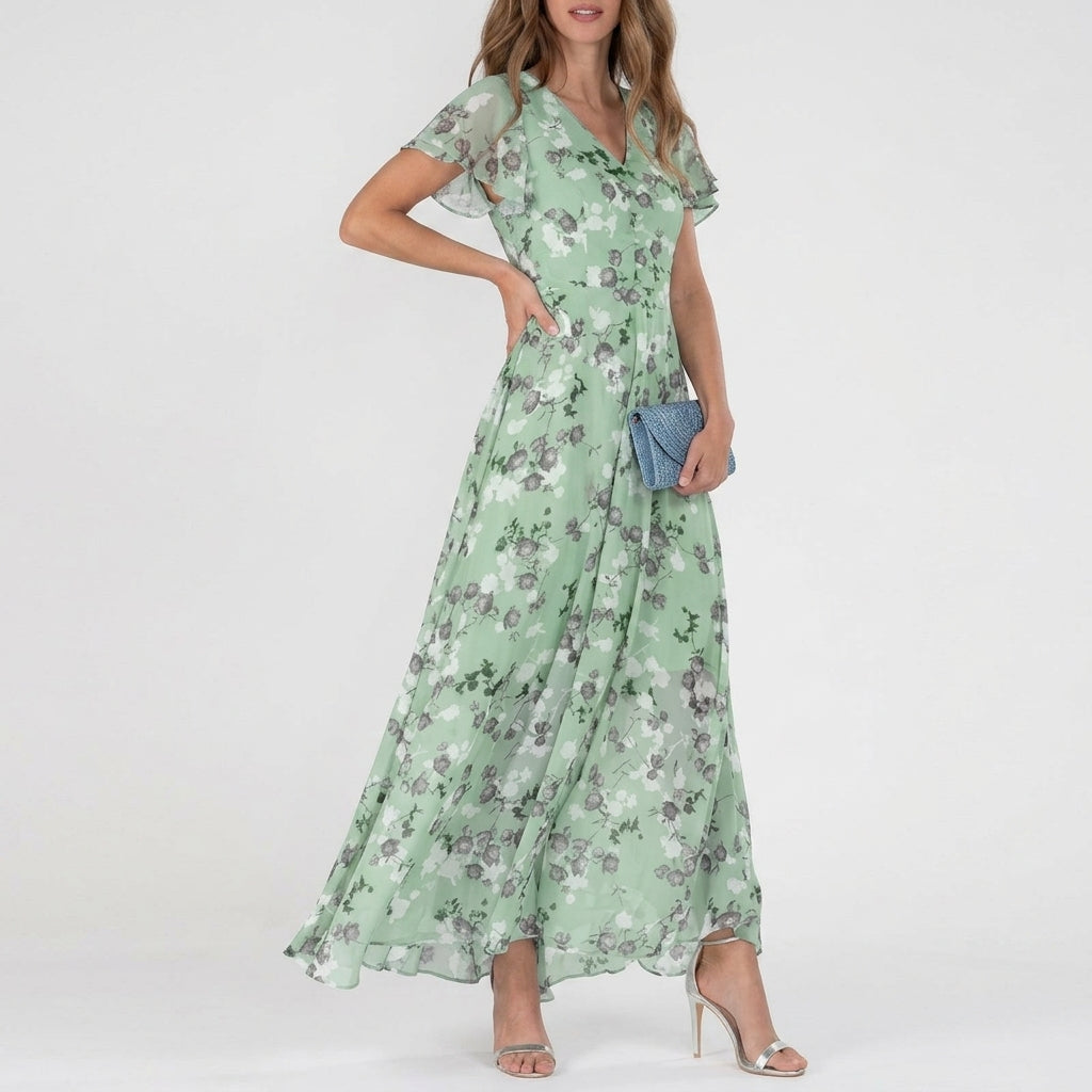 Women's Floral Midi Dress Cotton Blend Elegant Style – Lucia