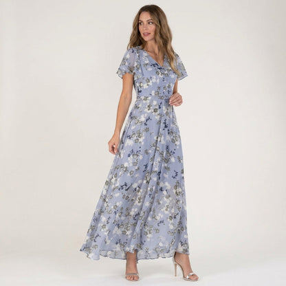 Women's Floral Midi Dress Cotton Blend Elegant Style – Lucia