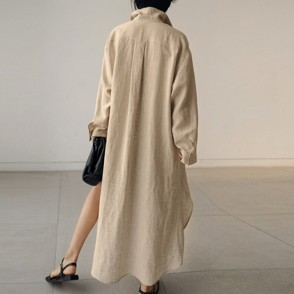 Linen Shirt Dress for Women Oversized Relaxed Fit – Marlowe