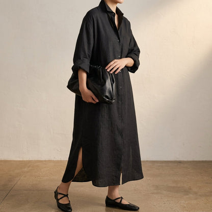 Linen Shirt Dress for Women Oversized Relaxed Fit – Marlowe