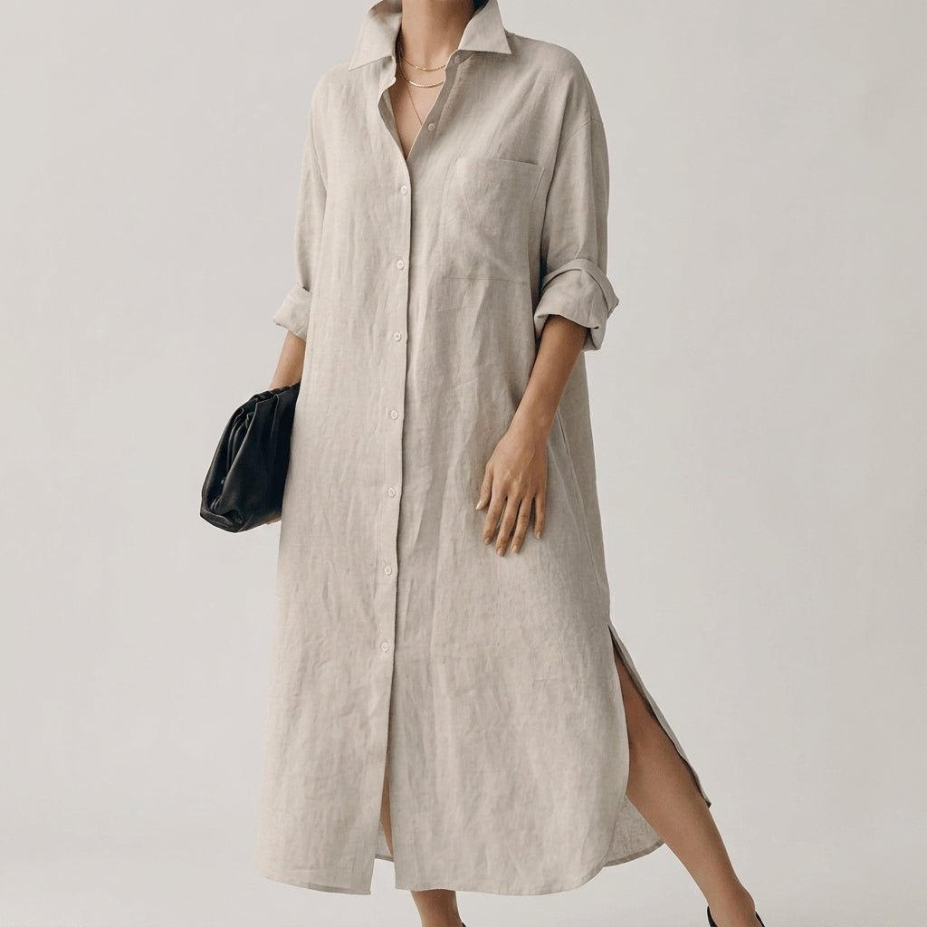 Linen Shirt Dress for Women Oversized Relaxed Fit – Marlowe