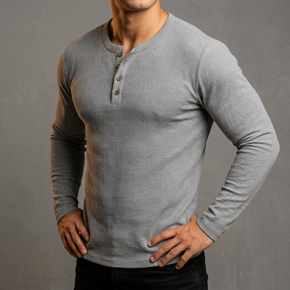 Men's Waffle Henley Cotton Blend Long Sleeve – Rowan