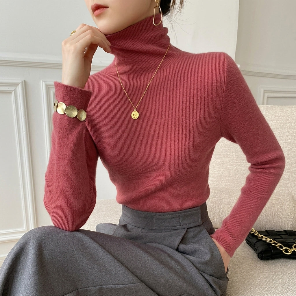 Cashmere Blend Turtleneck Sweater Refined Everyday Style – Elara