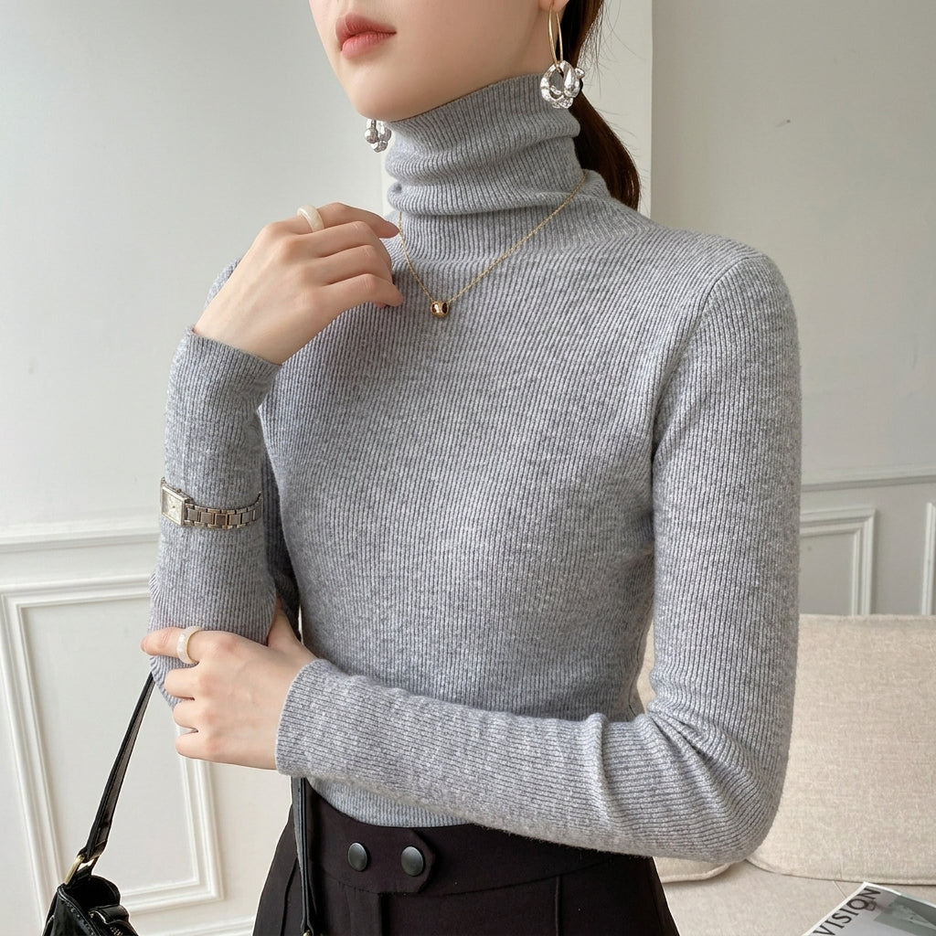 Cashmere Blend Turtleneck Sweater Refined Everyday Style – Elara
