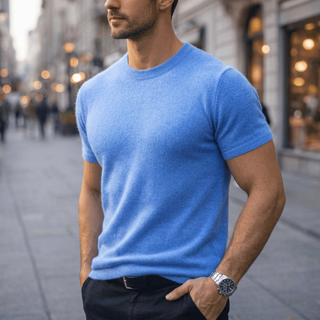 Cashmere Blend Tee Soft Draped Refined Style – Celeste