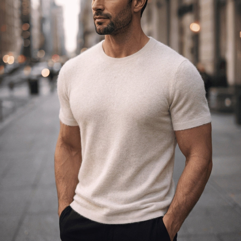 Cashmere Blend Tee Soft Draped Refined Style – Celeste
