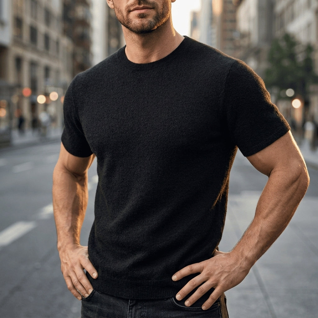 Cashmere Blend Tee Soft Draped Refined Style – Celeste