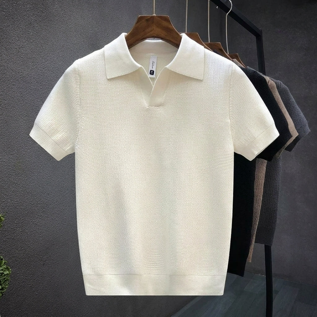 Men's Knit Polo Cotton Blend Refined Texture – Marlowe