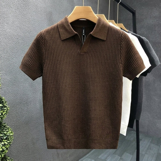 Men's Knit Polo Cotton Blend Refined Texture – Marlowe