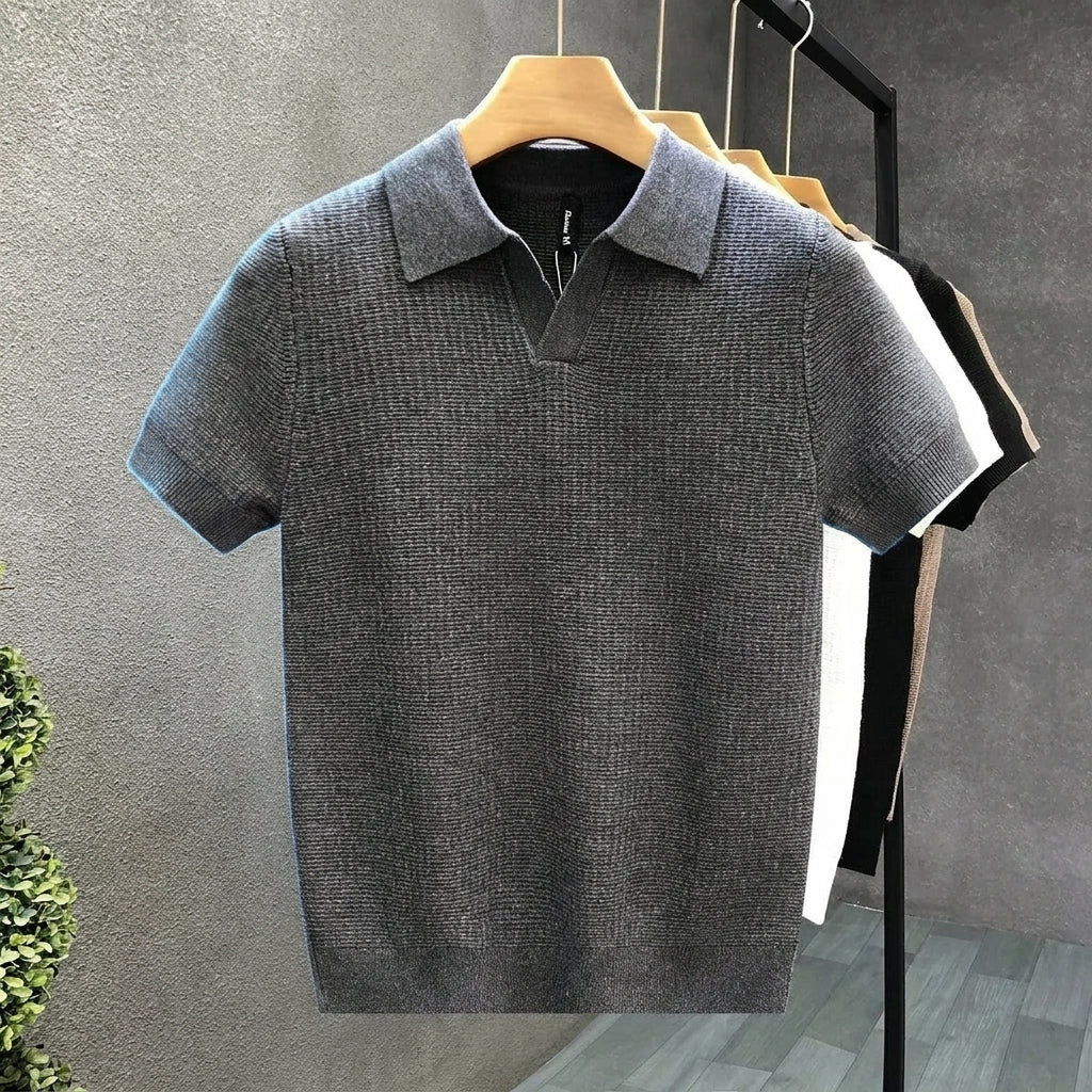 Men's Knit Polo Cotton Blend Refined Texture – Marlowe