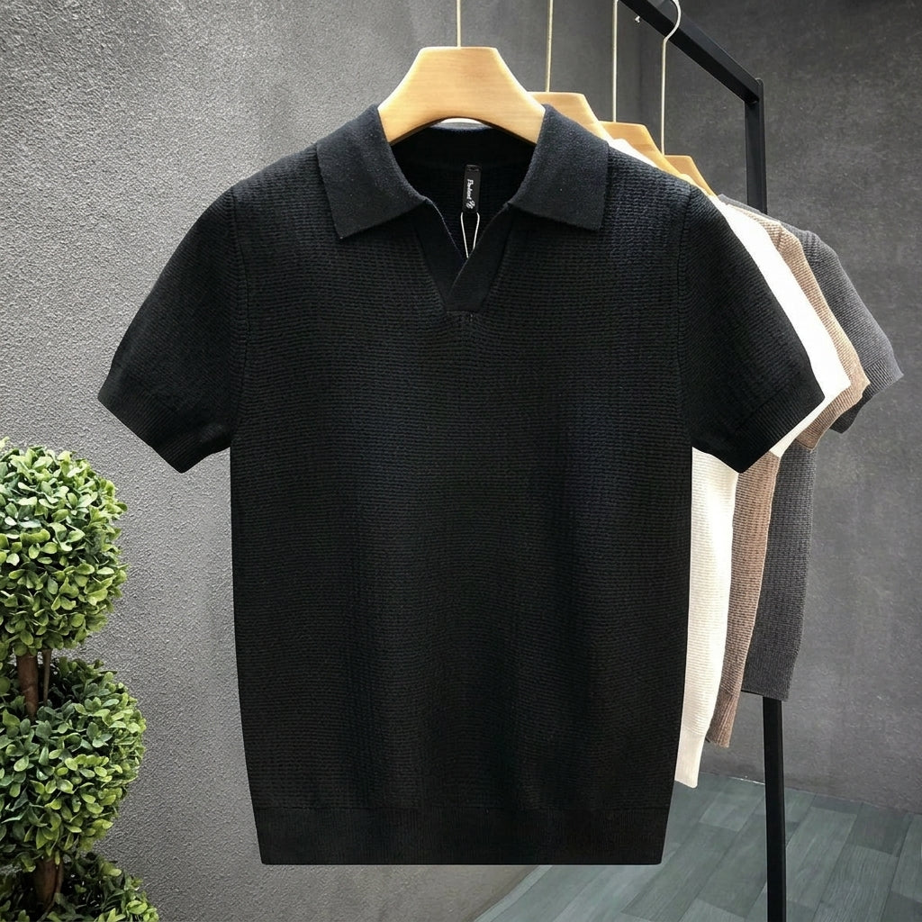 Men's Knit Polo Cotton Blend Refined Texture – Marlowe