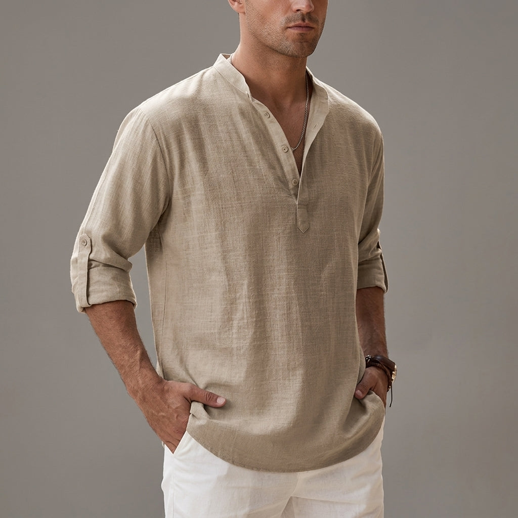 Linen Blend Shirt Relaxed Fit Breathable Style – Elara