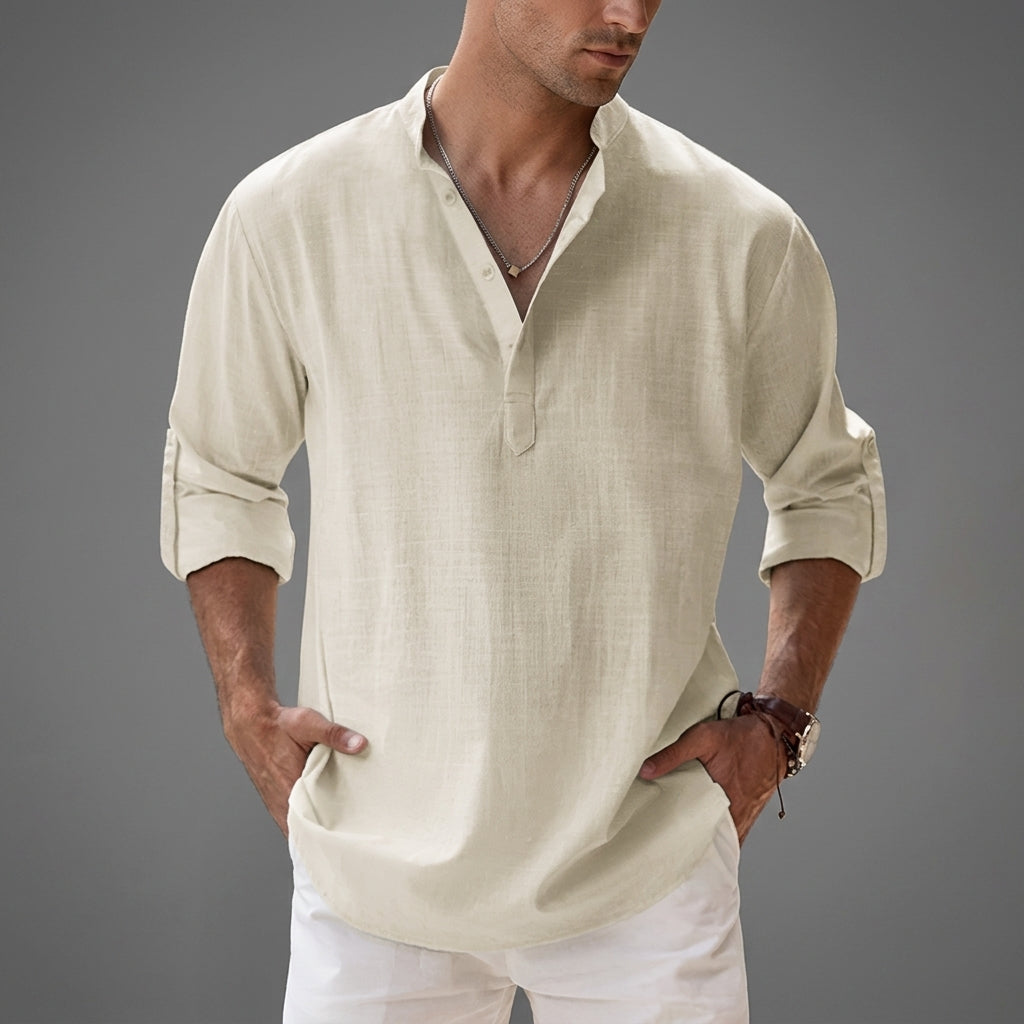 Linen Blend Shirt Relaxed Fit Breathable Style – Elara