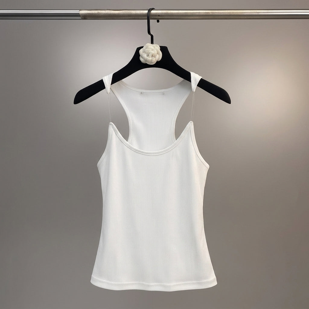 Women's Ribbed Cotton Blend Tank Top Invisible Straps – Elara