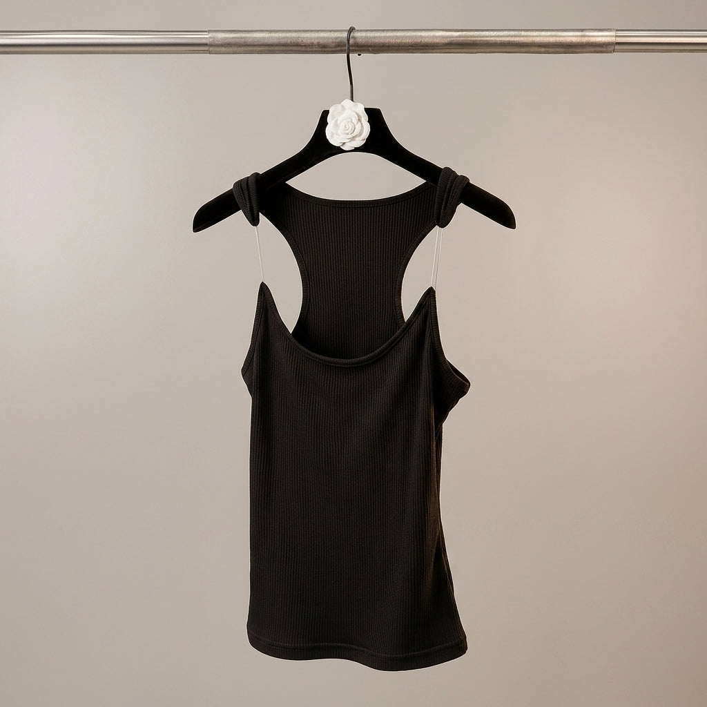 Women's Ribbed Cotton Blend Tank Top Invisible Straps – Elara