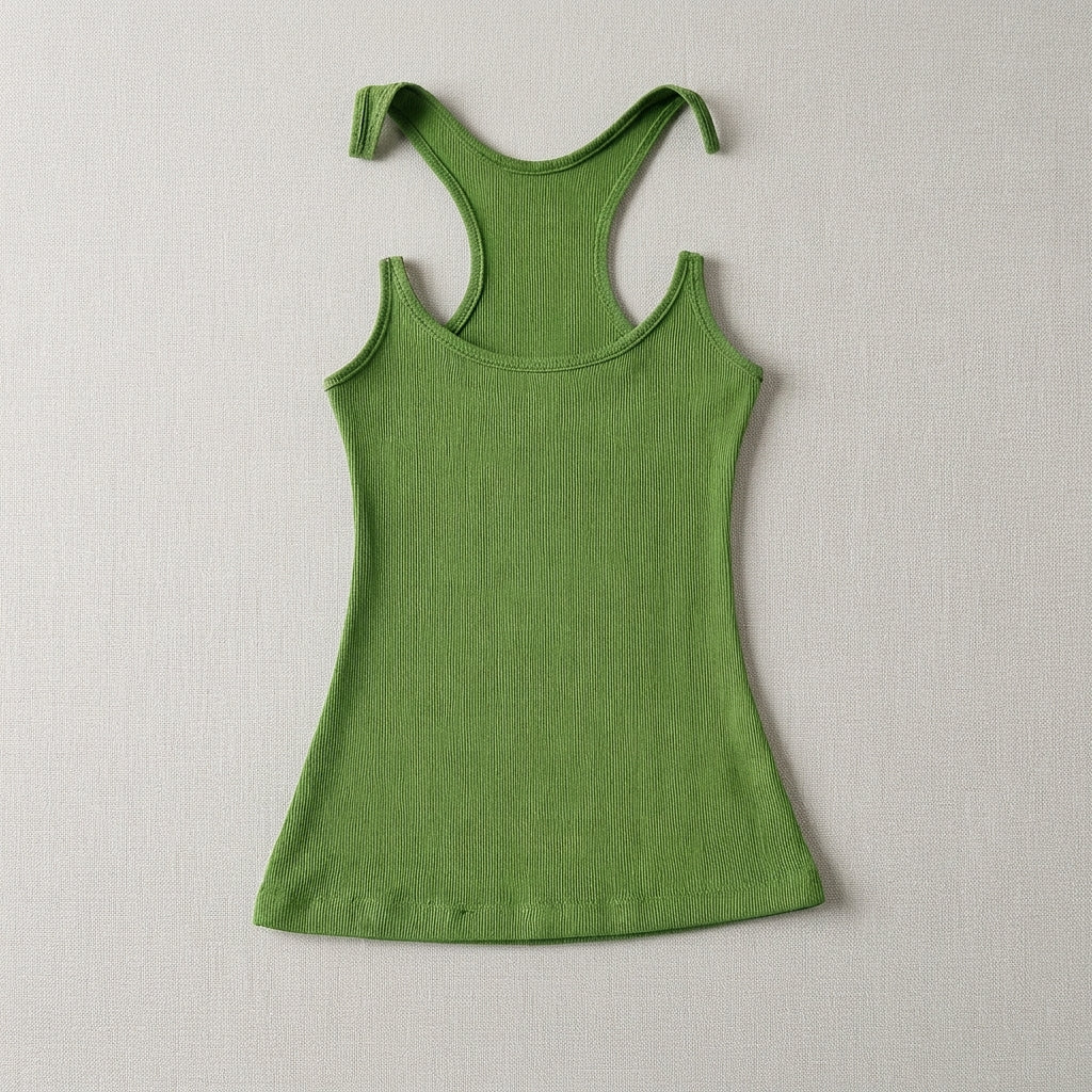 Women's Ribbed Cotton Blend Tank Top Invisible Straps – Elara
