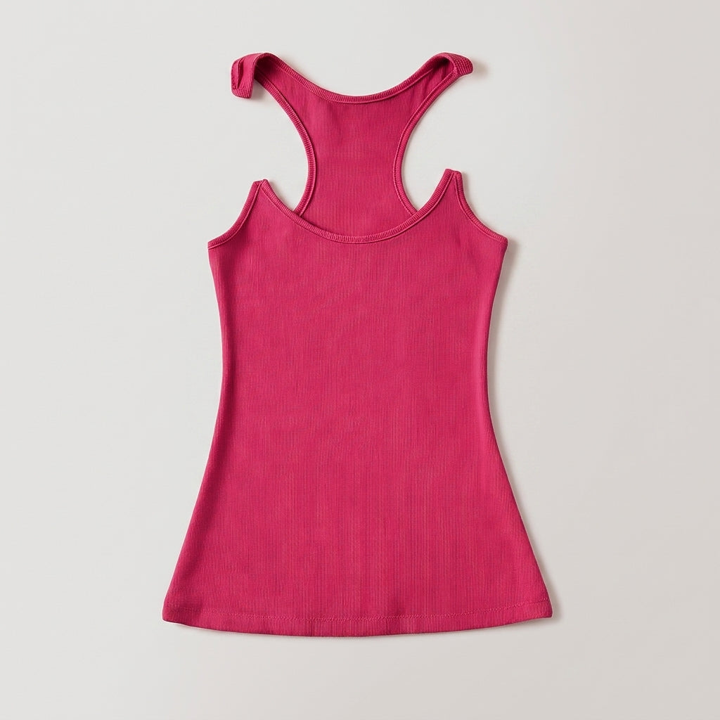 Women's Ribbed Cotton Blend Tank Top Invisible Straps – Elara
